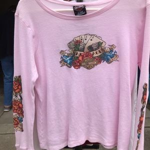 Pink Harley Davidson Long Sleeved T
